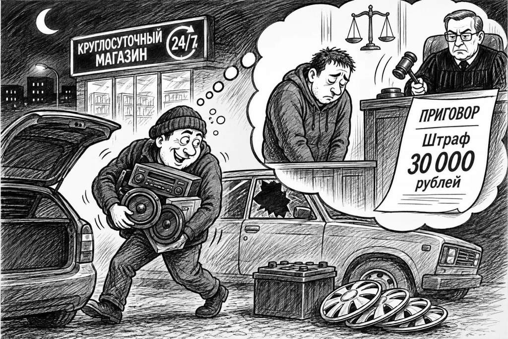 В Курске мужчина пошел в ночной магазин и по пути обокрал чужую машину