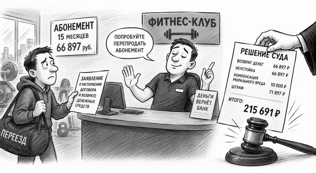 Курянин отсудил у фитнес-клуба 215 тысяч за неиспользованный абонемент