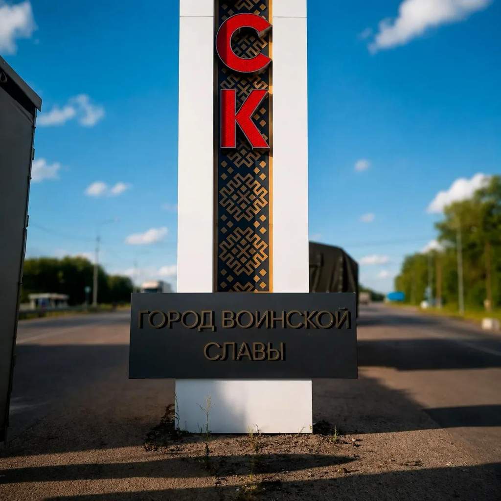 На въездах в Курск обновили 3 стелы со стороны Воронежа, Белгорода и Фатежа