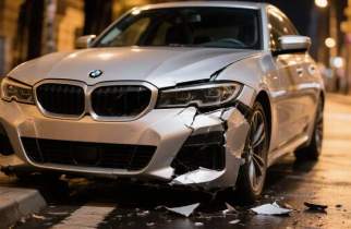 В Курске на Павлова BMW врезался в бетонное ограждение