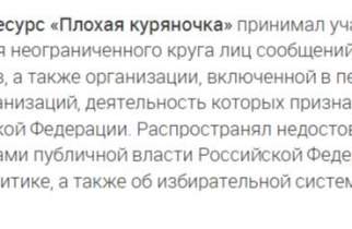 Минюст признал «Плохую куряночку» иностранным агентом