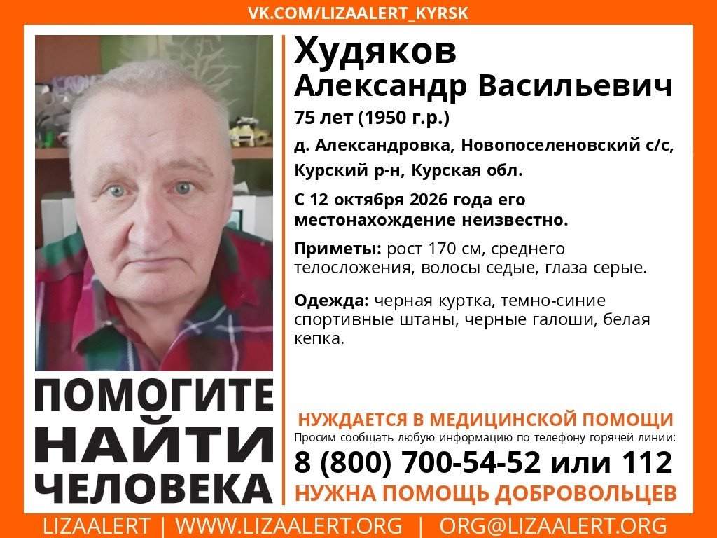 Под Курском ищут 75-летнего мужчину, нуждающегося в медпомощи