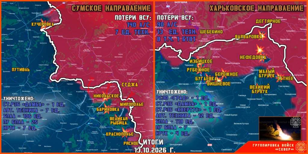 ВС РФ сообщили о ситуации у границ Курской области на утро 14 октября