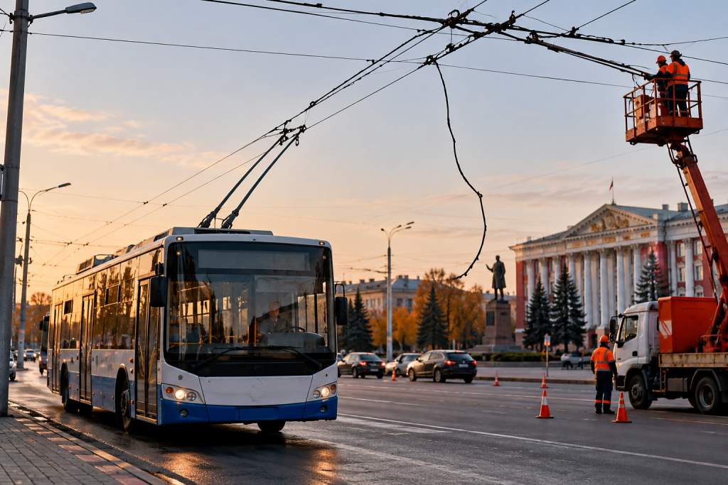 В Курске из-за обрыва провода изменили движение троллейбусов