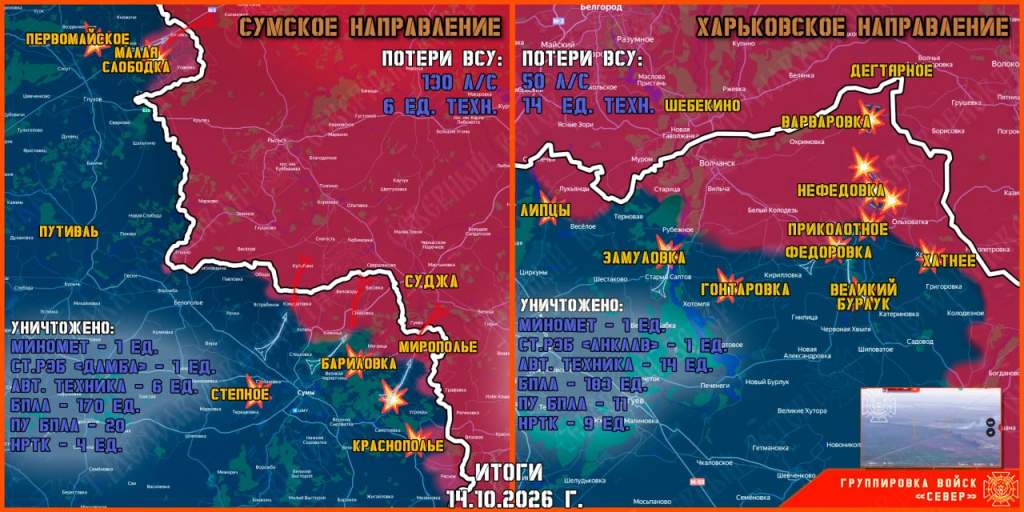 ВС РФ сообщают о ситуации у границ Курской области утром 15 октября