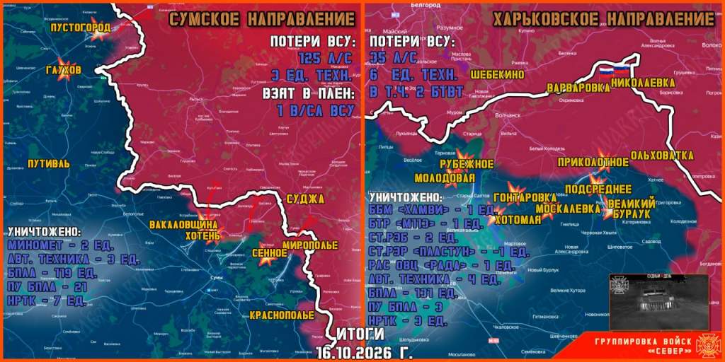ВС РФ сообщают о ходе боев у границ Курской области утром 17 октября